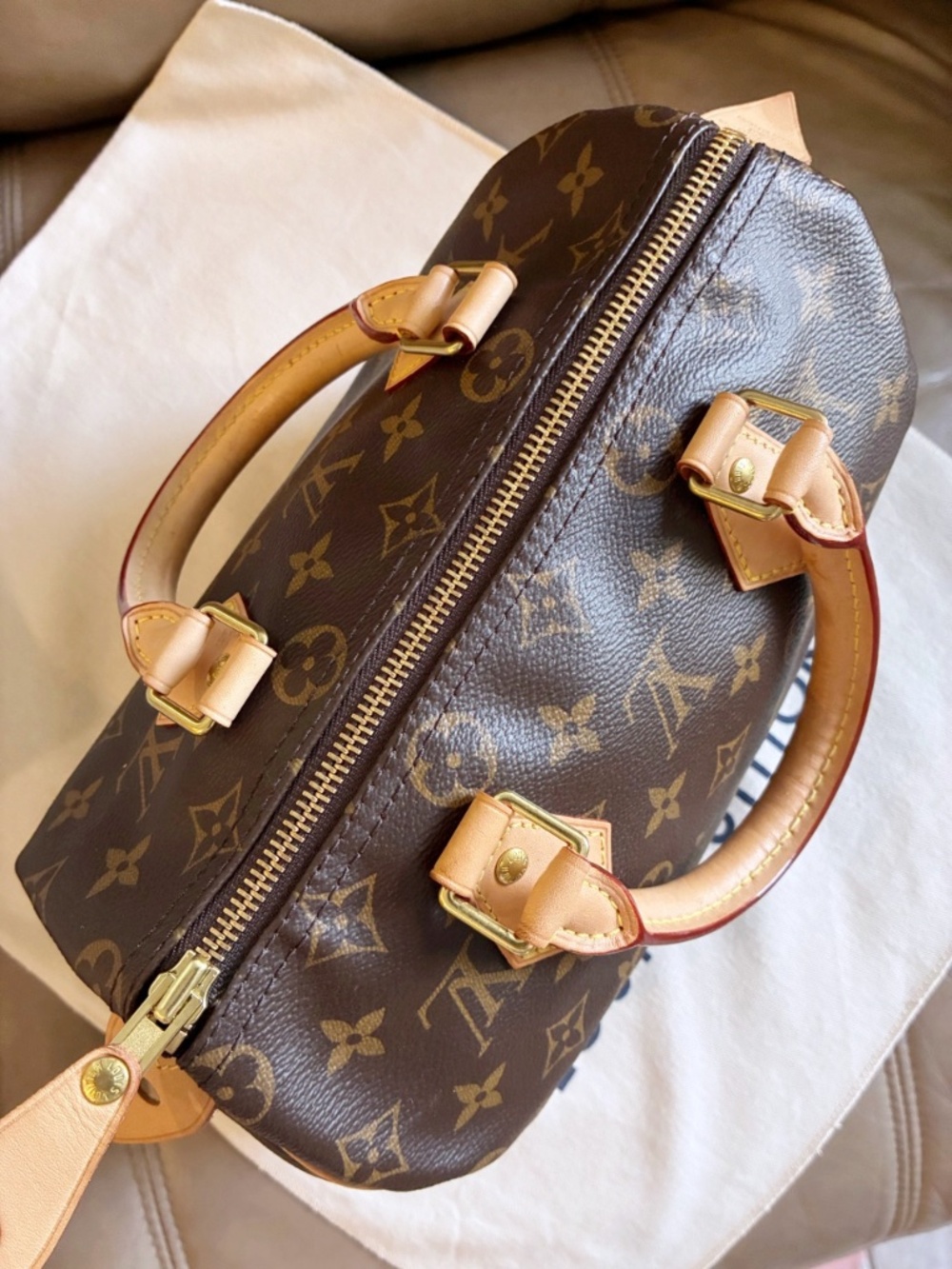 Made in France MicroChip Louis Vuitton Monogram Speedy 25 Classic New Model Bag - Picture 7 of 16